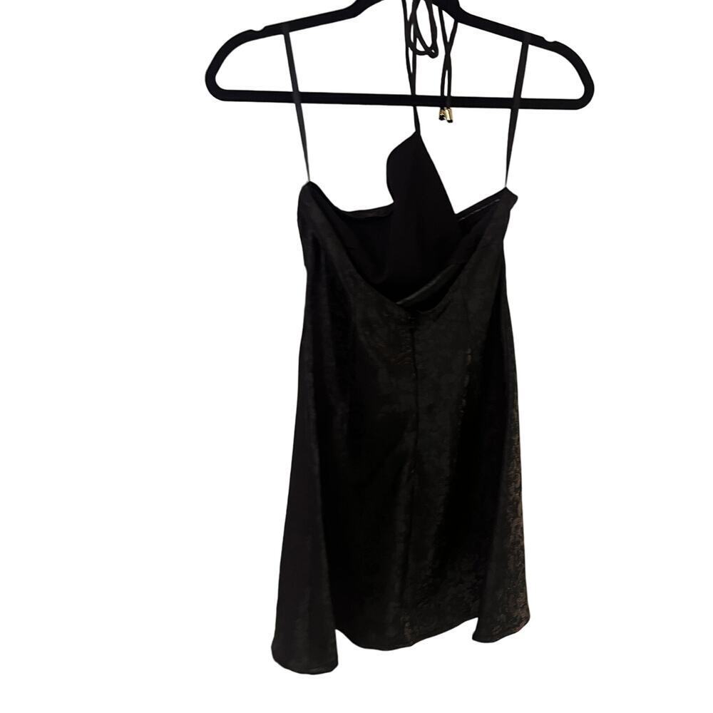 Runaway The Label Black Jacquard Print Halter Mini Dress Sz 4